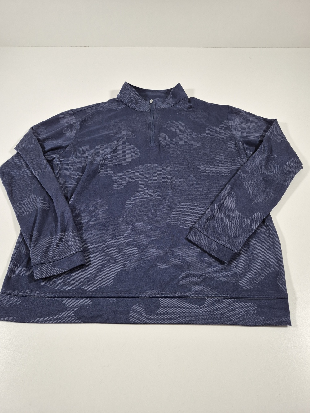 Peter Millar Perth Camo Performance Quarter Zip Men's Large Blue